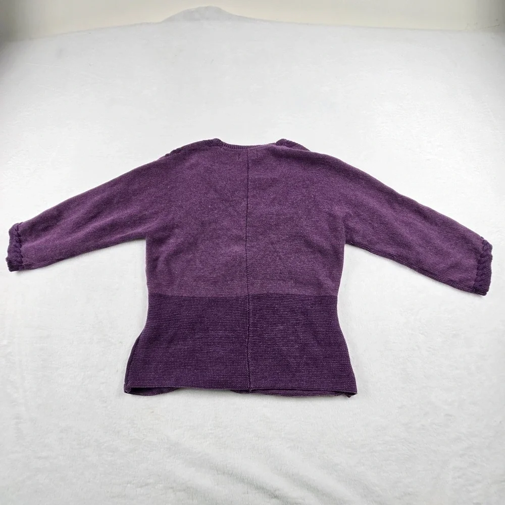 Foxcroft Cardigan Sweater Purple Tonal Design Knit 3/4 Sleeve Women's Small - Picture 11 of 11